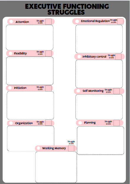 Executive function struggles and goals