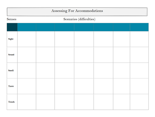 Assessing for Accomodations Sheet