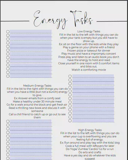 Energy Tasks List